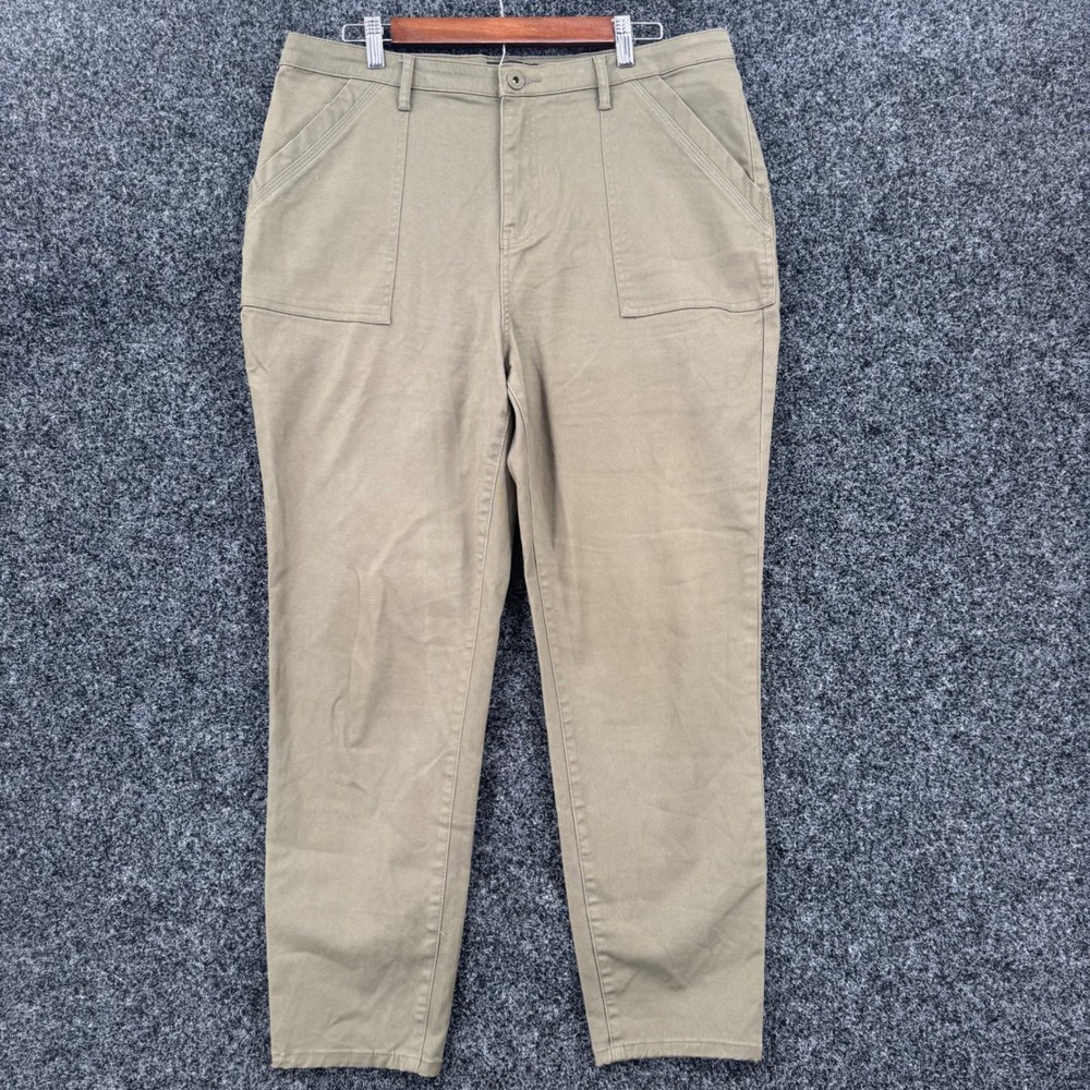 Banana Republic Womens 16 Utility Chino Pants Green Stretch Cotton Patch Pocket